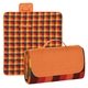 aerial view a orange flap with multi color plaid blanket roll - up picnic blanket, image 1 of 4