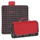 aerial view a red flap with black/red plaid blanket roll - up picnic blanket, image 1 of 2