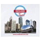 aerial view a white 18 x 15 full color die cut handle plastic bag, image 1 of 2