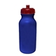 a blue bottle & translucent red lid 20 oz value cycle bottle with push n pull cap