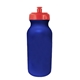 a blue bottle & red lid 20 oz value cycle bottle with push n pull cap