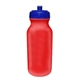 a red bottle & translucent blue lid 20 oz value cycle bottle with push n pull cap