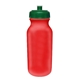 a red bottle & translucent green lid 20 oz value cycle bottle with push n pull cap