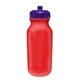 a red bottle & translucent purple lid 20 oz value cycle bottle with push n pull cap