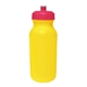 a yellow bottle & translucent pink lid 20 oz value cycle bottle with push n pull cap