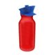 aerial view a red bottle & blue lid 20 oz value cycle bottle with police hat push n pull cap, image 1 of 2