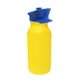 a yellow bottle & blue lid 20 oz value cycle bottle with police hat push n pull cap