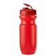 aerial view a red bottle & translucent red (flip top lid) lid 20 oz bike water bottle, image 2 of 2