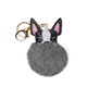 aerial view a gray/black/white dog super plush keychain, image 1 of 3