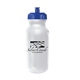 aerial view a frosted bottle & blue lid 20 oz value cycle bottle with push n pull cap, image 2 of 2