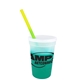aerial view a frosted to green cup & yellow to green straw 17 oz color changing mood stadium cup / straw / lid set, image 2 of 2