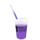 aerial view a frosted to purple cup & frosted to purple straw 17 oz color changing mood stadium cup / straw / lid set, image 2 of 2