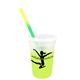 aerial view a frosted to yellow cup & yellow to green straw 17 oz color changing mood stadium cup / straw / lid set, image 2 of 2