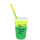 aerial view a yellow to green cup & yellow to green straw 17 oz color changing mood stadium cup / straw / lid set, image 2 of 2