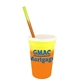 aerial view a yellow to orange cup & yellow to orange straw 17 oz color changing mood stadium cup / straw / lid set, image 2 of 2
