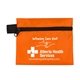 aerial view a orange europa 5 piece kit with 3- ply mask antiseptic wipes in zipper pouch, image 2 of 2
