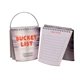 a silver bucket list notepad