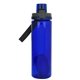 aerial view a blue locking lid 24 oz colorful bottle with floating infuser, image 1 of 2