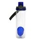 aerial view a blue locking lid 24 oz bottle with floating infuser, image 1 of 2