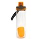aerial view a orange locking lid 24 oz bottle with floating infuser, image 1 of 2