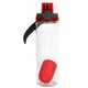 aerial view a red locking lid 24 oz bottle with floating infuser, image 1 of 2