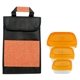 aerial view a orange container & orange bag ridge portion control tote set, image 1 of 2