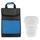 a clear container & blue bag ridge portion control tote set