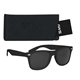 aerial view a black sunglasses & black case aws velvet touch malibu sunglasses with pouch, image 1 of 2