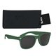 aerial view a kelly green sunglasses & black case aws velvet touch malibu sunglasses with pouch, image 1 of 2