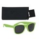 aerial view a lime green sunglasses & black case aws velvet touch malibu sunglasses with pouch, image 1 of 2