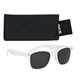 aerial view a white sunglasses & black case aws velvet touch malibu sunglasses with pouch, image 1 of 2