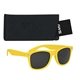aerial view a yellow sunglasses & black case aws velvet touch malibu sunglasses with pouch, image 1 of 2
