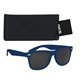 aerial view a navy sunglasses & black case aws velvet touch malibu sunglasses with pouch, image 1 of 2
