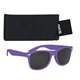 aerial view a purple sunglasses & black case aws velvet touch malibu sunglasses with pouch, image 1 of 2