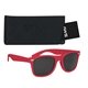 aerial view a red sunglasses & black case aws velvet touch malibu sunglasses with pouch, image 1 of 2