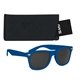 aerial view a royal blue sunglasses & black case aws velvet touch malibu sunglasses with pouch, image 1 of 2