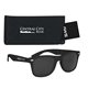 aerial view a black sunglasses & black case aws velvet touch malibu sunglasses with pouch, image 2 of 2