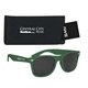 aerial view a kelly green sunglasses & black case aws velvet touch malibu sunglasses with pouch, image 2 of 2