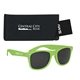 aerial view a lime green sunglasses & black case aws velvet touch malibu sunglasses with pouch, image 2 of 2