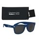 aerial view a navy sunglasses & black case aws velvet touch malibu sunglasses with pouch, image 2 of 2