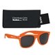 aerial view a orange sunglasses & black case aws velvet touch malibu sunglasses with pouch, image 2 of 2