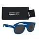 aerial view a royal blue sunglasses & black case aws velvet touch malibu sunglasses with pouch, image 2 of 2