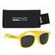 aerial view a yellow sunglasses & black case aws velvet touch malibu sunglasses with pouch, image 2 of 2