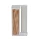 aerial view a group of wooden toothpicks in a rectangular flip - top duo w / natural lip moisturizer, image 3 of 3
