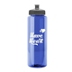 a blue bottle & gray lid 32 oz the guzzler transparent color sport bottle