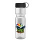 a black lid & clear bottle champion - 28 oz transparent bottle with tethered lid and digital imprint