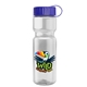 a blue lid & clear bottle champion - 28 oz transparent bottle with tethered lid and digital imprint