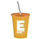 a athletic gold cup & translucent orange lid & frost straw promotional personalized 16 oz stadium plastic tumbler cup with lid straw