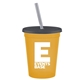 a athletic gold cup & transparent smoke lid & frost straw promotional personalized 16 oz stadium plastic tumbler cup with lid straw