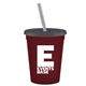 a maroon cup & transparent smoke lid & frost straw promotional personalized 16 oz stadium plastic tumbler cup with lid straw